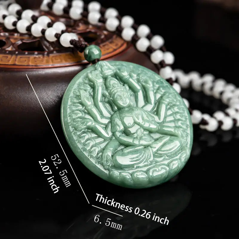 Natural jadeite thousand hands Guanyin pendant Guanyin jade pendant Guanyin jade pendant men's necklace women's jadeite Guanyin necklace