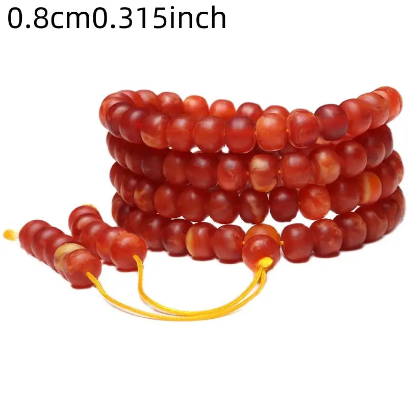 Men's Old Beeswax Bracelet, 108 Abacus Beads Amber Multi-Circle Rosary Necklace