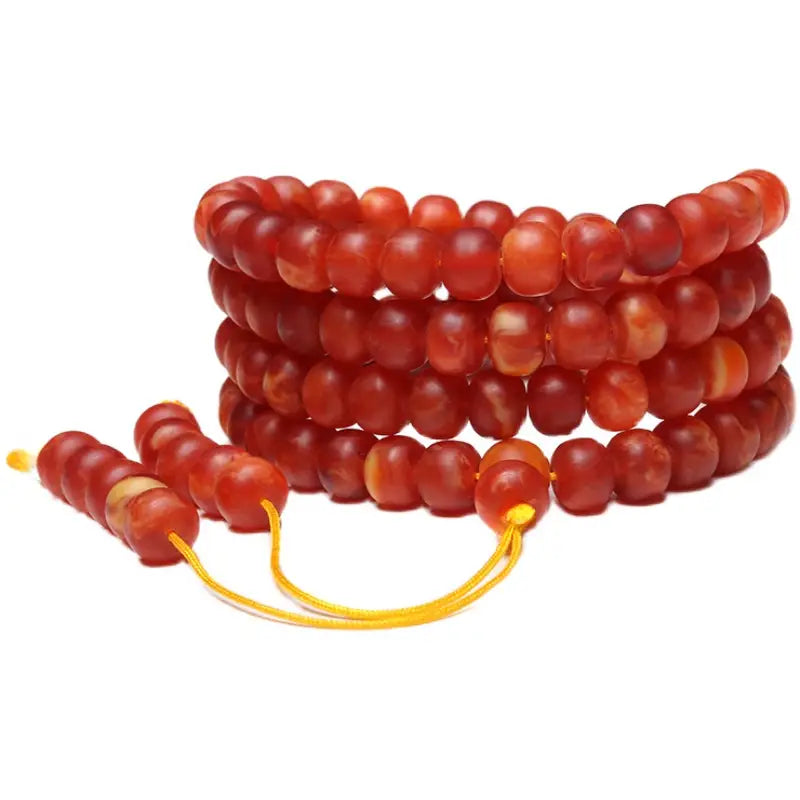 Men's Old Beeswax Bracelet, 108 Abacus Beads Amber Multi-Circle Rosary Necklace