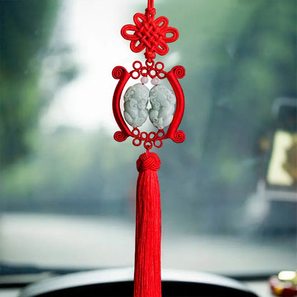 Men's Jade Brave High-end Car Pendant Traditional Knot Long Tassel Jade Jewelry - Attracting Wealth