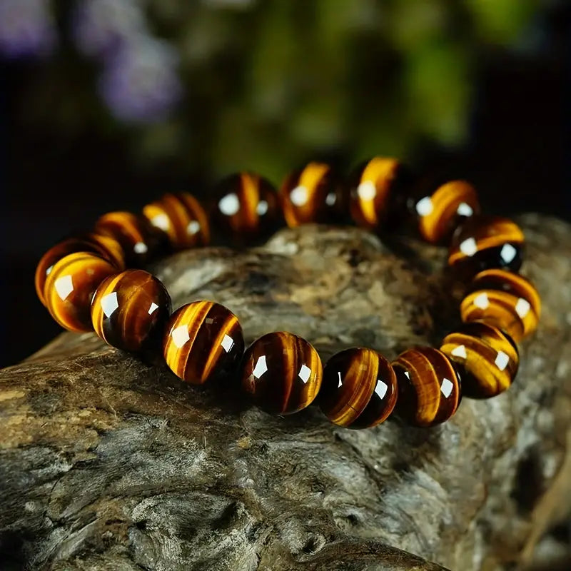 Natural Collectible Yellow Tiger Crystal Stone Crystal Bracelet Lucky Jewelry for Men and Women