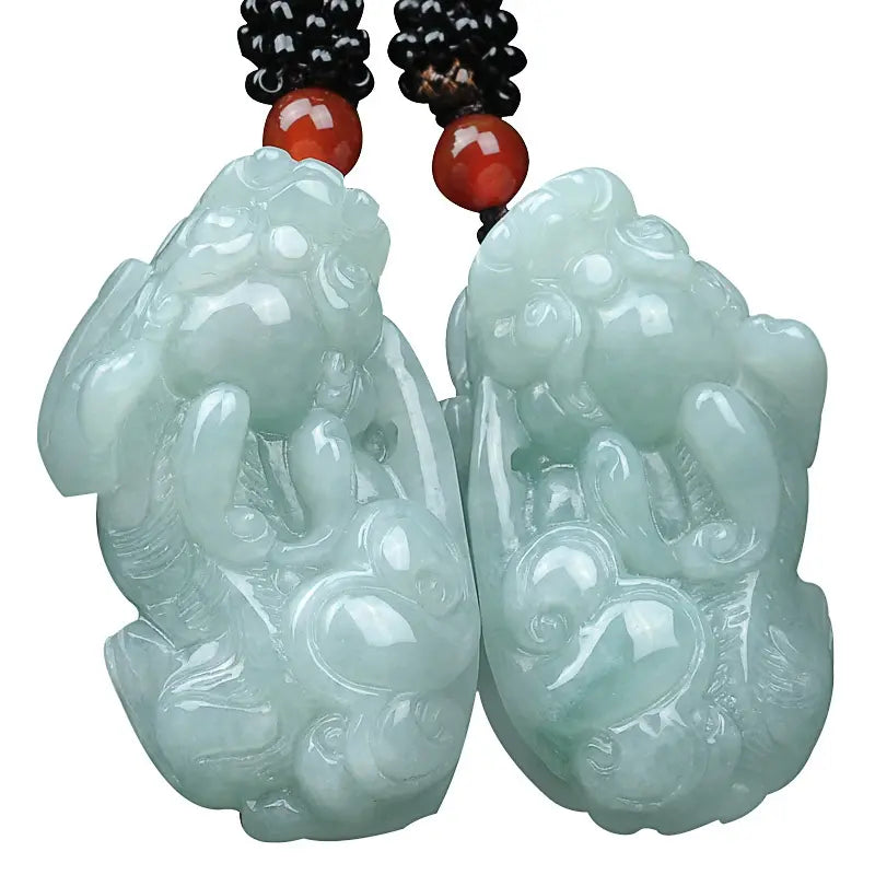 Jade Pixi Decorative Pendants, Bohemian Style Men's Pendant Jade 1 Pair - Attracting Wealth
