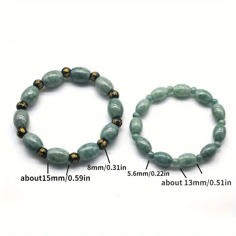 Natural Jade Bracelet, Green Beads Bracelet, Christmas Gift Couple Gift For Men And Women