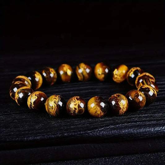 Natural Yellow Tiger Eye Stone Bracelet, Lucky Jewelry For Men