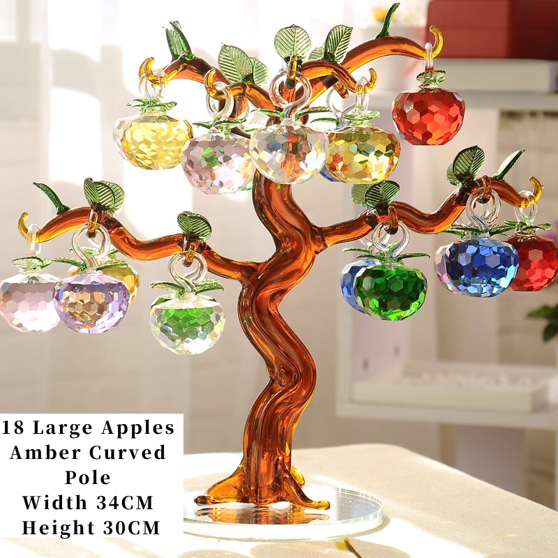Crystal Apple Tree Ornament Gift Colorful Peaceful Fruit Decoration Crystal Tree Home Decoration