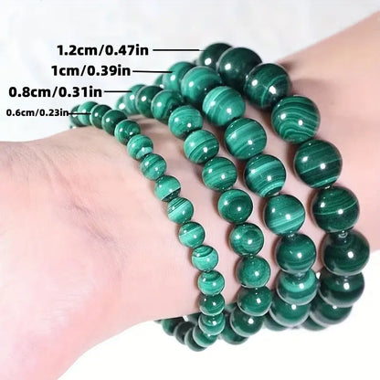 Raw Malachite Crystal Bracelet - Natural Ore Jewelry for Fashion and Gifting 10mm