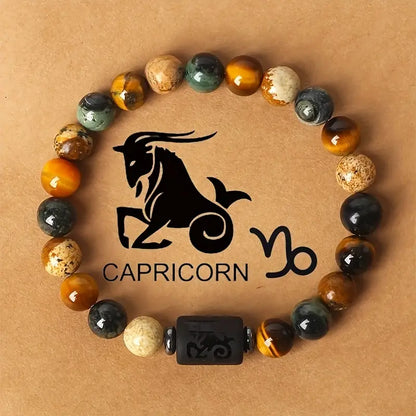 Fashion Zodiac Natural Gemstone Bracelet - Neutral Tiger's Eye - Perfect Birthday and Valentine's Day Gift