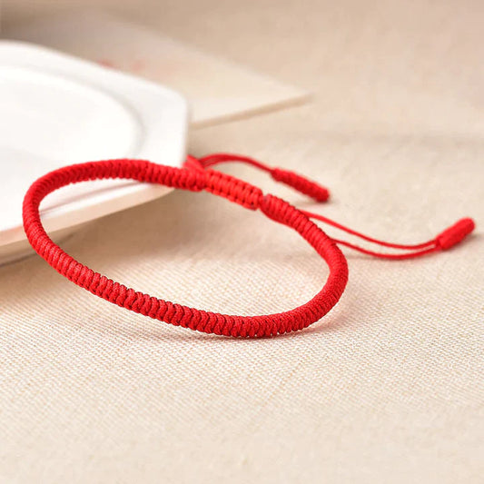 Tibetan Buddhist Knot Lucky Rope Bracelet - Red2