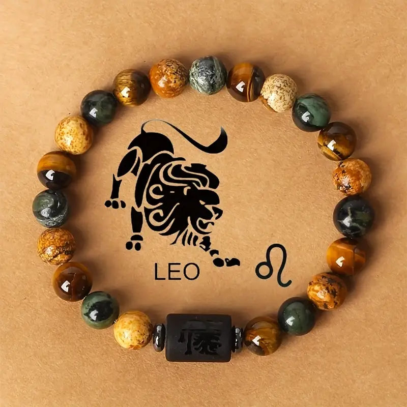 Fashion Zodiac Natural Gemstone Bracelet - Neutral Tiger's Eye - Perfect Birthday and Valentine's Day Gift
