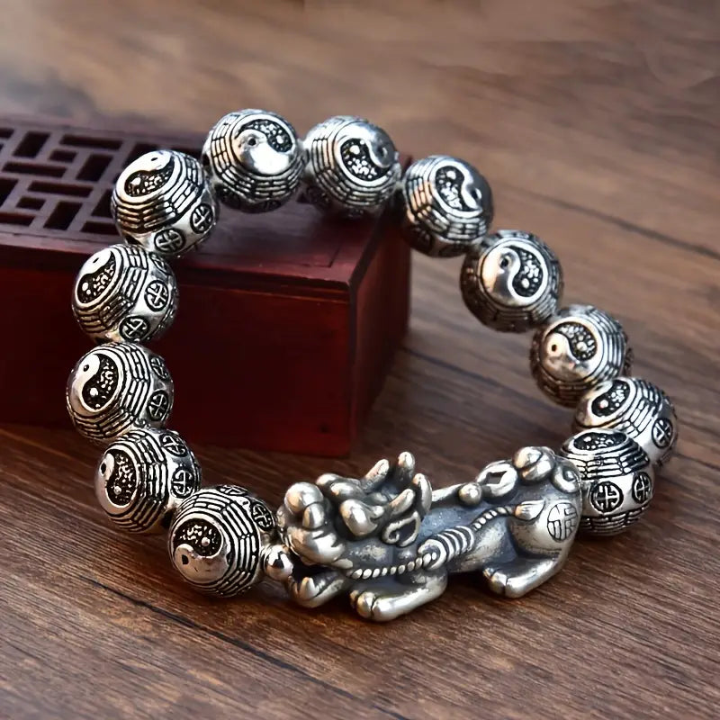 Men's Vintage Brave Beads Silver Bracelet