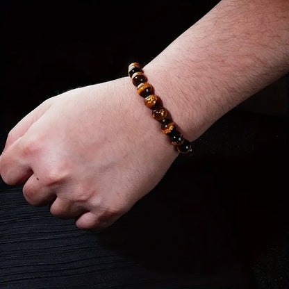 Natural Yellow Tiger Eye Stone Bracelet, Lucky Jewelry For Men