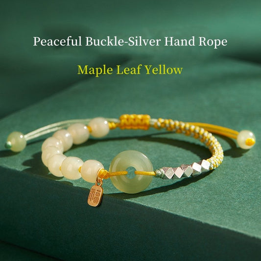 Hetian Jade Peace Buckle Bracelet - Fortune and Happiness - Maple Leaf Yellow