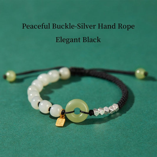 Hetian Jade Peace Buckle Bracelet - Fortune and Happiness - Elegant Black