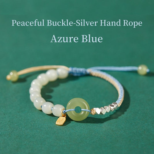 Hetian Jade Peace Buckle Bracelet - Fortune and Happiness - Azure Blue