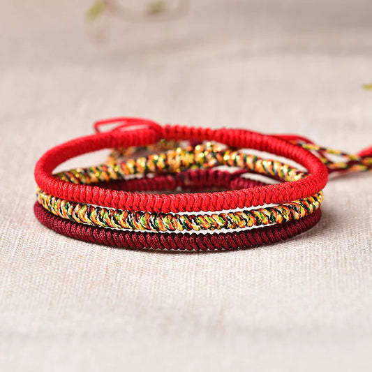 Tibetan Buddhist Knot Lucky Rope Bracelet - Three Colors Combined (Buy 2 Get 1 Free)