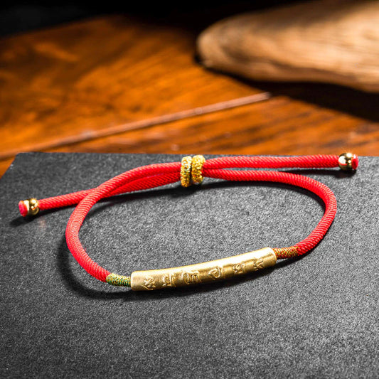 Tibetan Lucky Bracelet Red String Bracelet Buddhist Lucky Charm - Gold